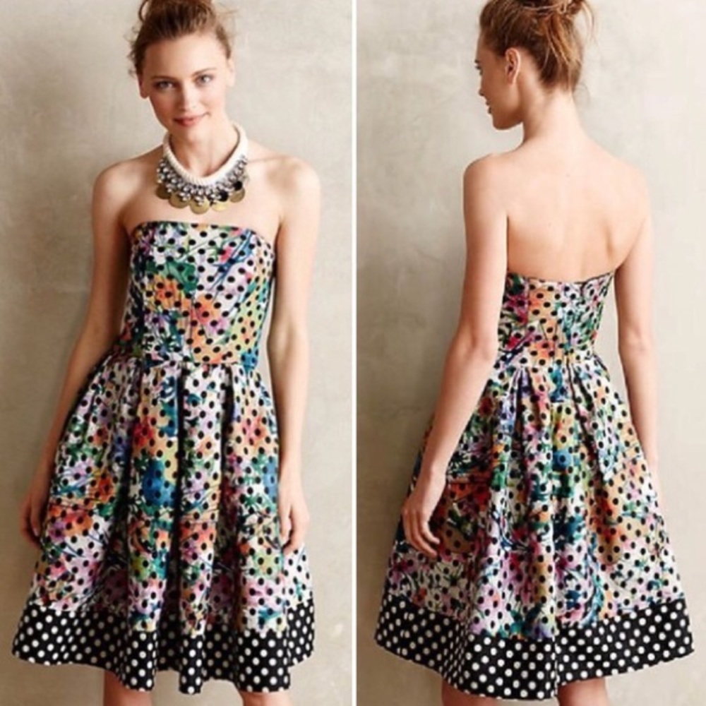 ANTHROPOLOGIE Polka Dot Floral Dress